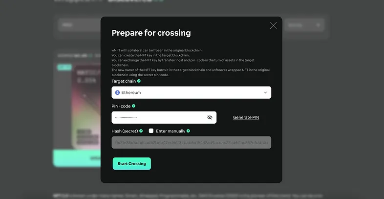 Set-up NFT crossing features