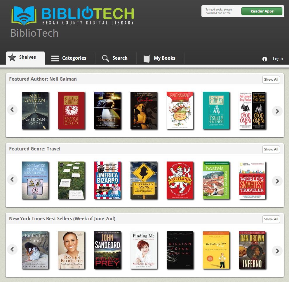 图书馆全数字化馆藏的截图。【照片由 Bexar BiblioTech 提供】