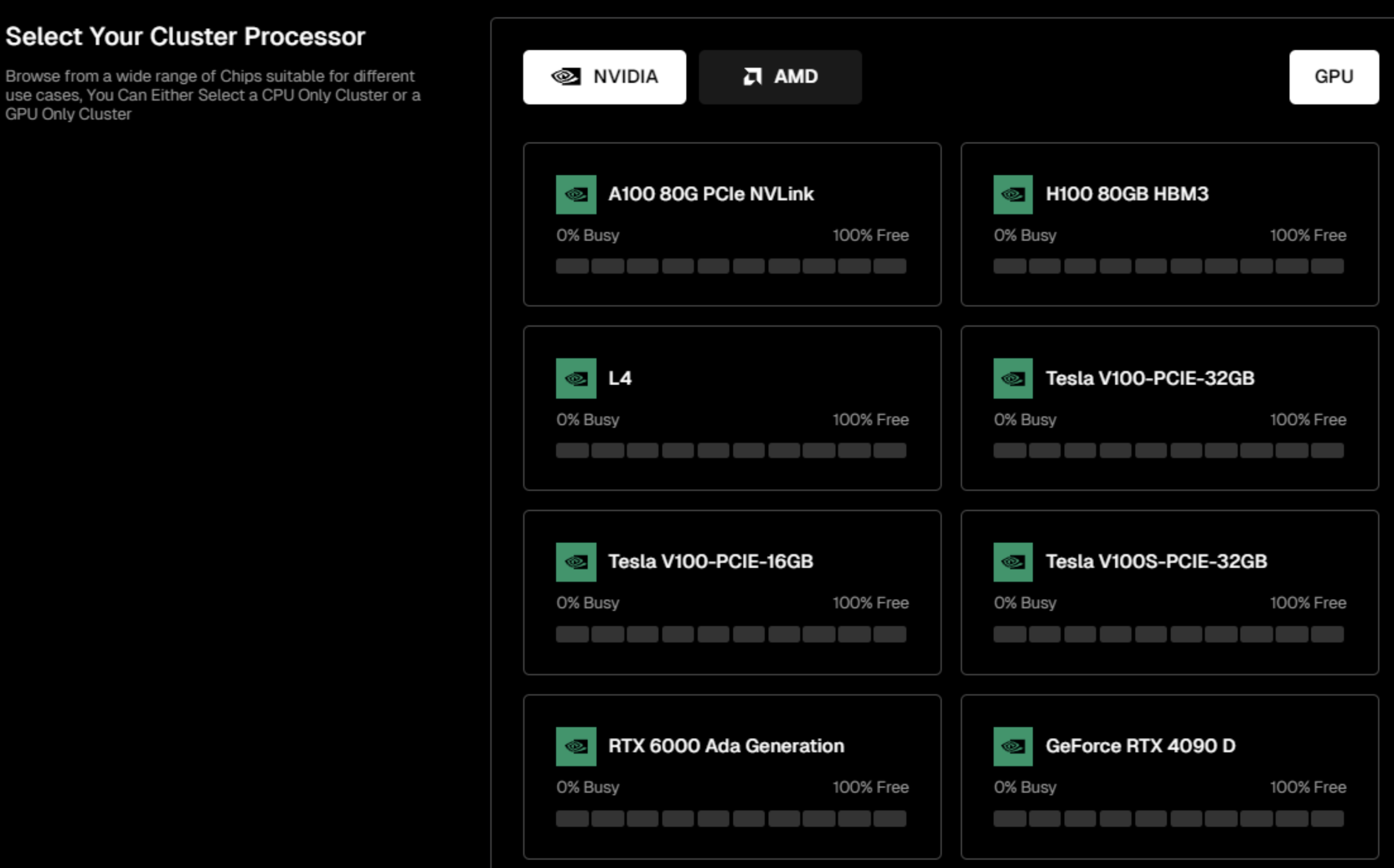 Select Your Cluster Processor