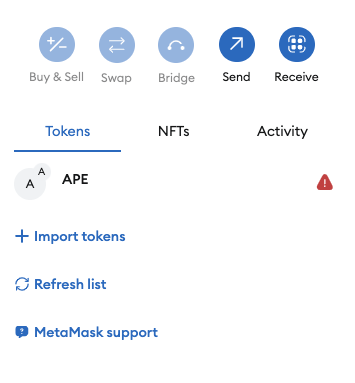 Metamask showing false warning on APE
