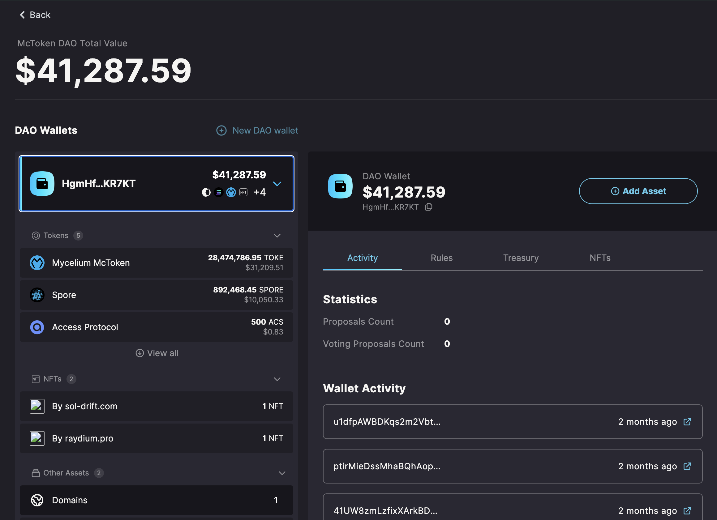 The Vault holding 7% of TOKE's Total Supply