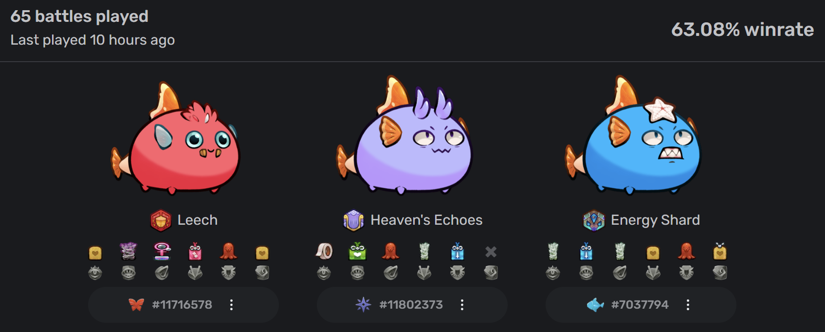 Example of Tiny Fan team (screenshot from axies.io)