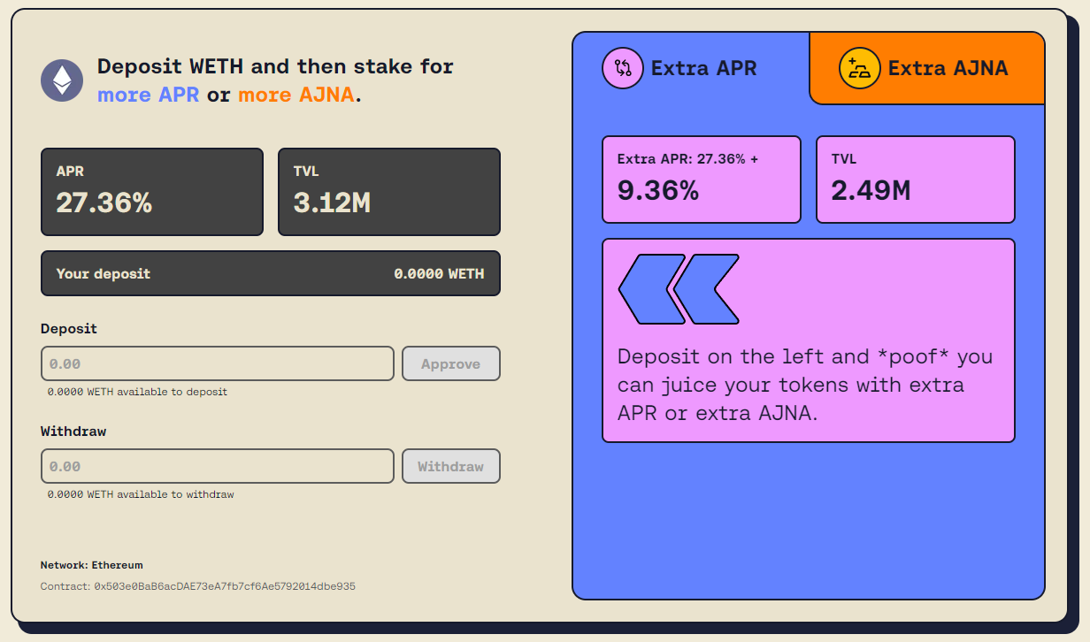 Source: Yearn Juiced Vaults UI for the ETH Vault