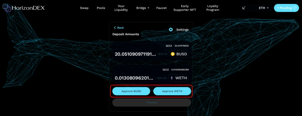 Approve both tokens
