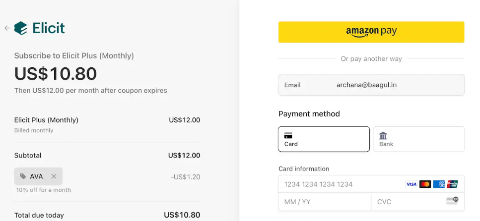 Elicit Promo Code "AVA"