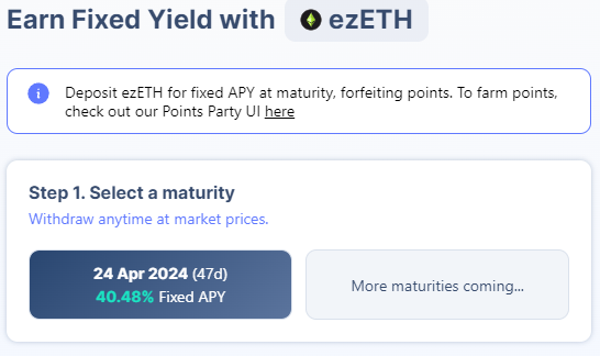 Source: Pendle UI for ezETH Market
