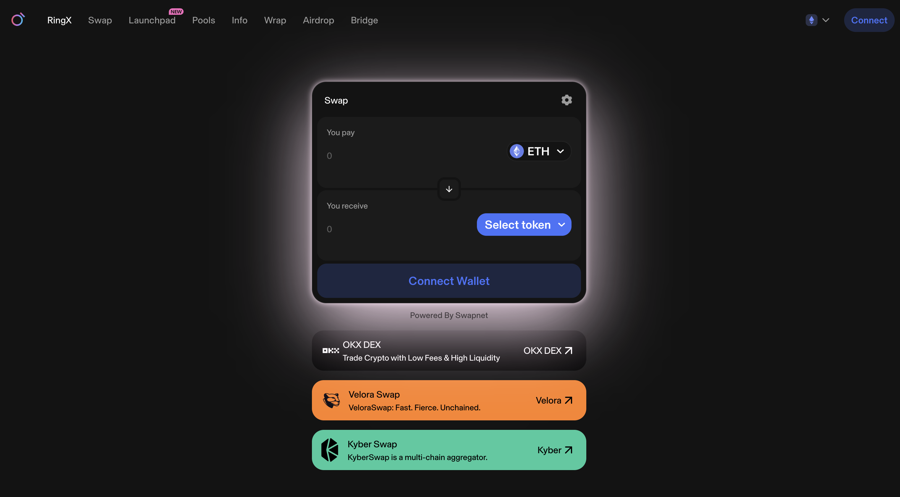 RingX's Integrated Velora Widget