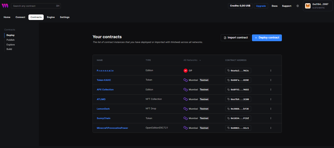 Contratos en Thridweb