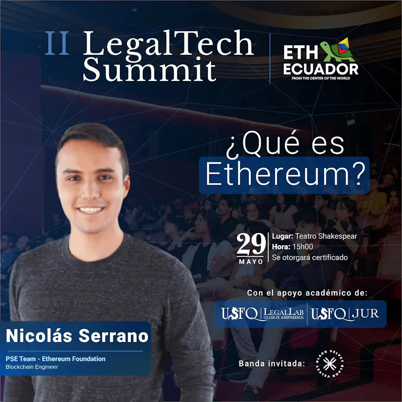 Nico Serrano, organizador e palestrante da ETH Ecuador