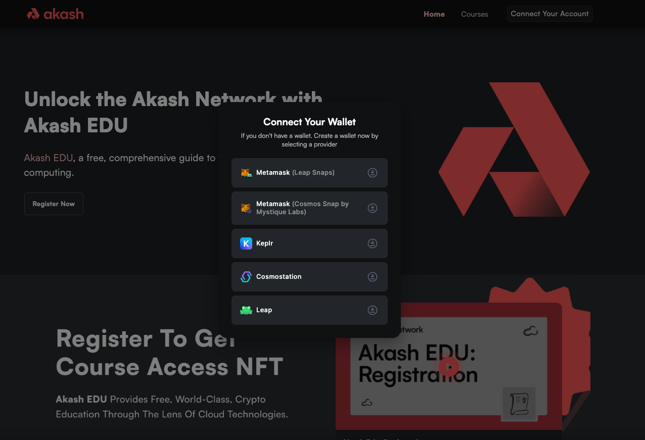 Metamask (Leap Snaps) integration on AkashEDU