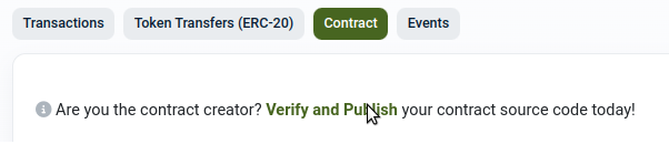 Selecting "Verify and Publish" on block Explorer
