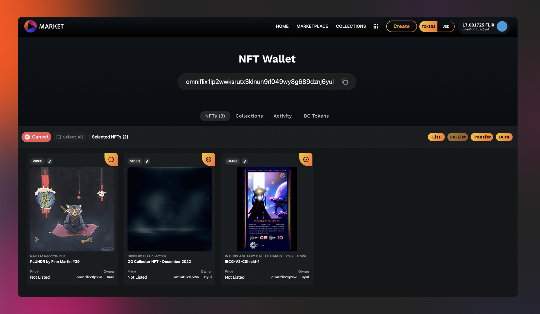 Bulk Listing NFTs on OmniFlix.Market