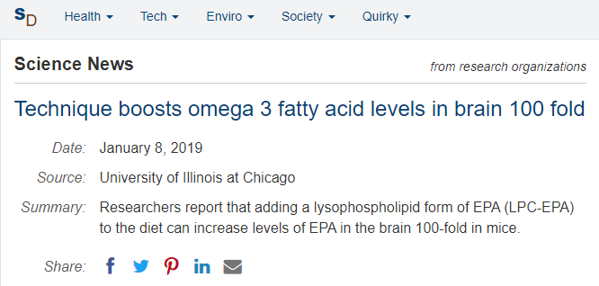 Lysophospholipid-bound DHA has 100x greater bioavailability in the brain