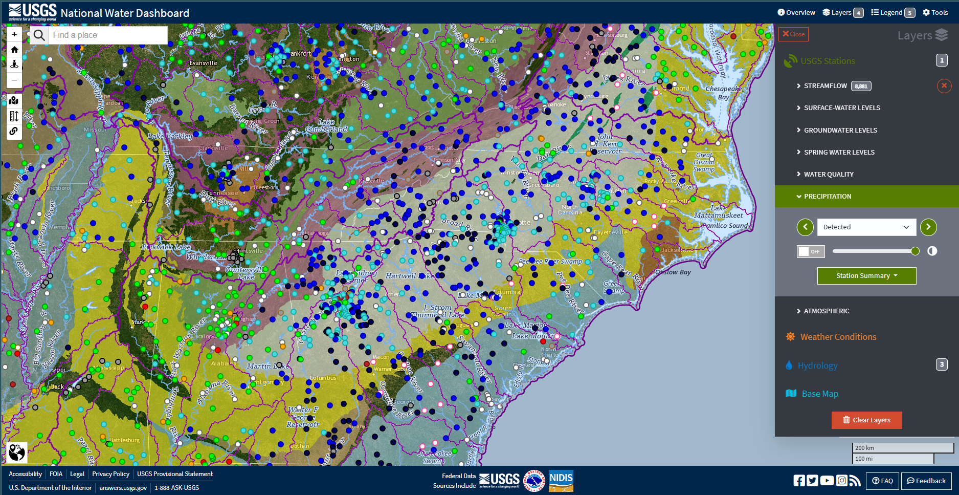 USGS Streamflow, Hydrology (rivers, watersheds, and aquifers)