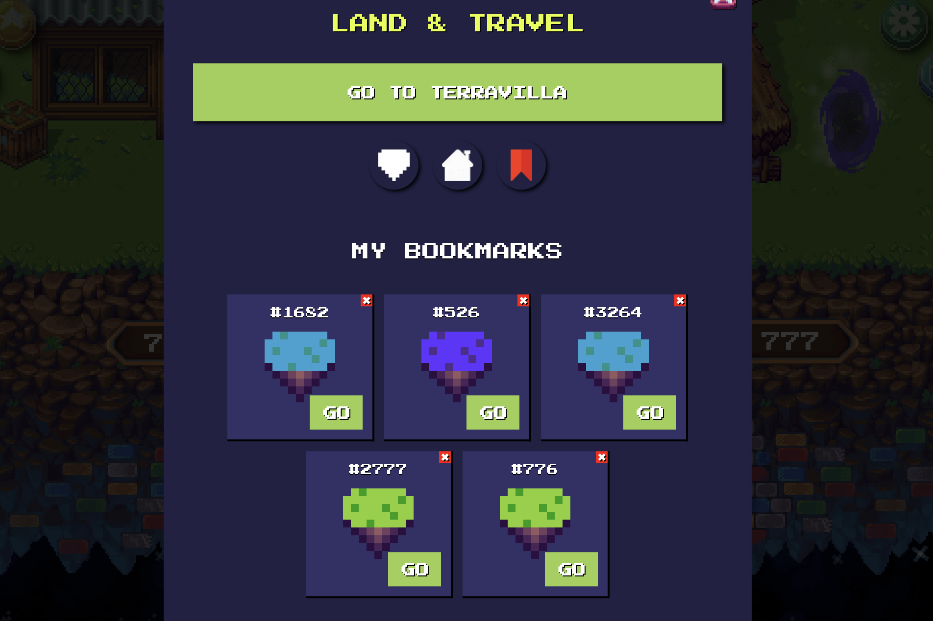 游戏左上角第一个按钮打开Bookmarks