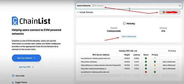 Add your Metamask to the first line, then click on the “Add to Metamask” button.