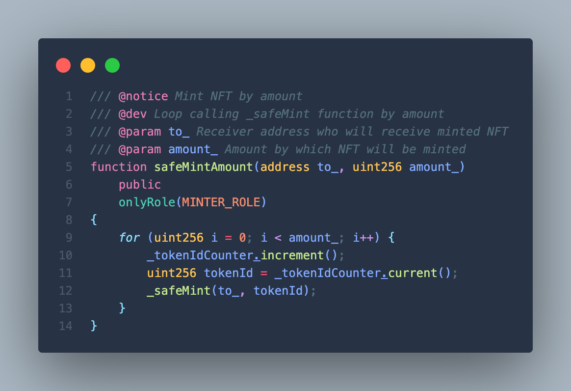 Mint by amount function