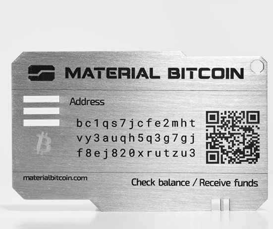 Wallet Standard cuyo precio actual es de 89 Euros. Fuente: https://materialbitcoin.com/en/product/material-bitcoin-standard/