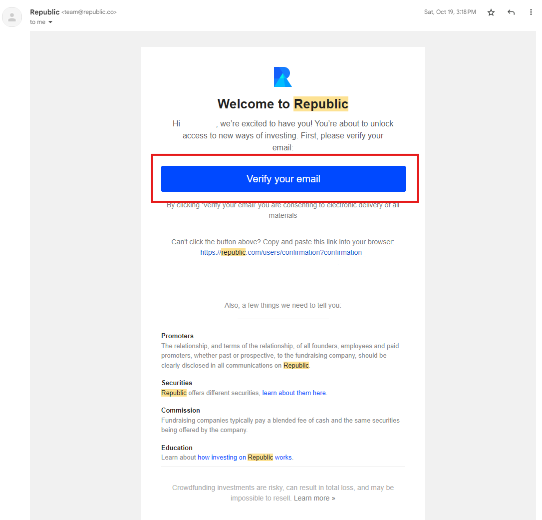 Email you should have received from republic