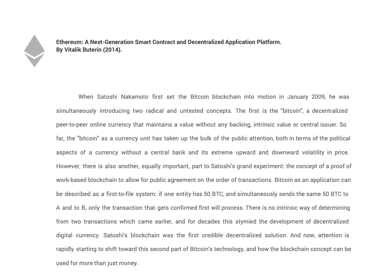 Original Vitalik Buterin's whitepaper