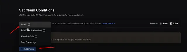 Then select “Add Phase” and “Public