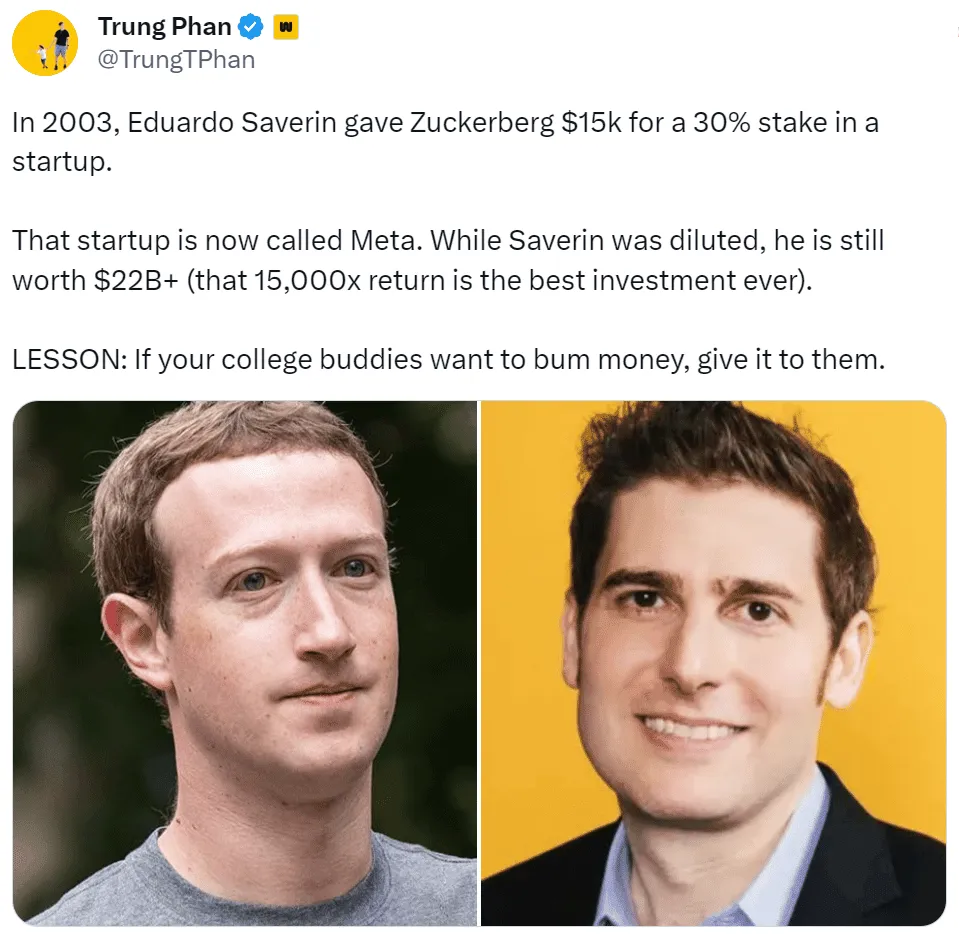 On hindsight, betting on either founder turned out fine.