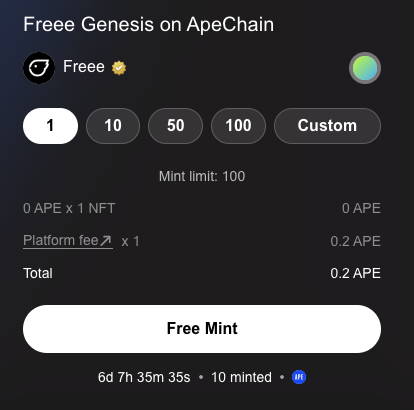 Click on Free Mint button to confirm