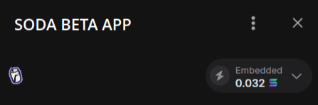 At the top-right corner, the App let's you know that you are on the embedded wallet