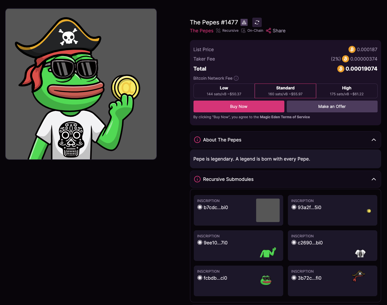 The Pepes traits on MagicEden