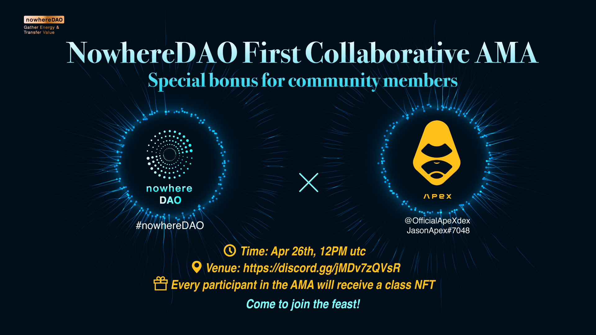 nowhereDAO First Collaborative AMA with @OfficialApeXdex