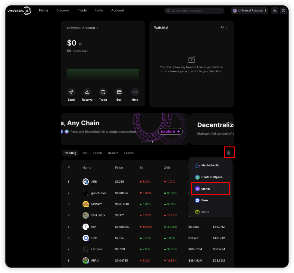 Switch the Network to Merlin Chain