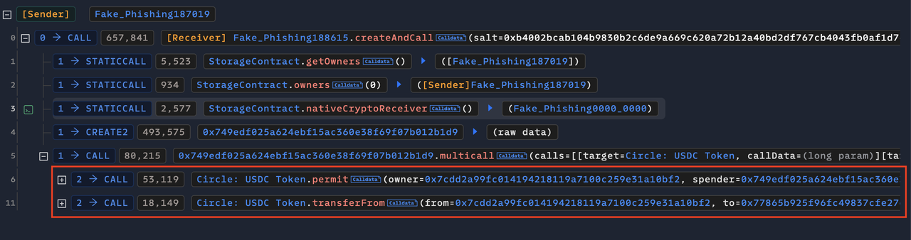 한 번의 실행 내에서 Permit 및 transferFrom이 호출되었습니다.