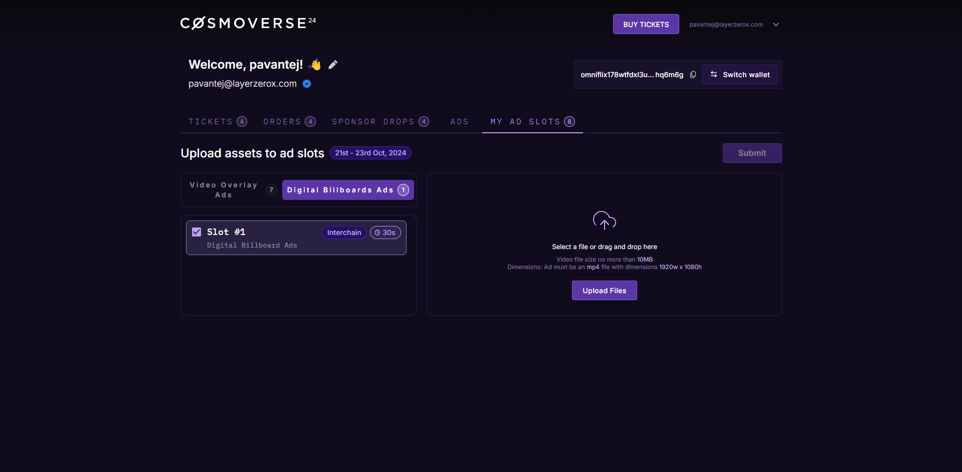 Uploading the media Ad files on the platform directly