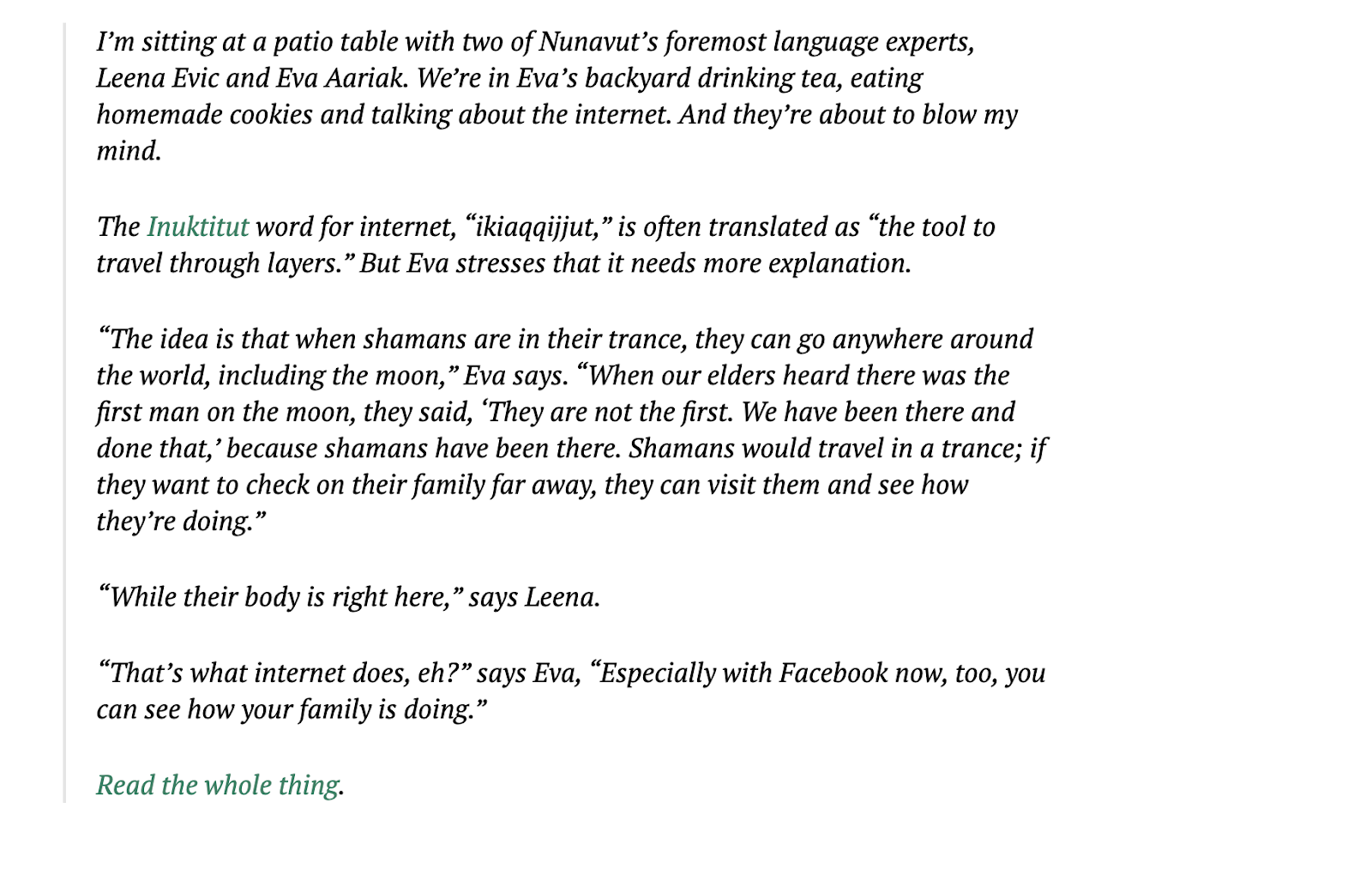 From: When the world went online, Inuktitut followed
