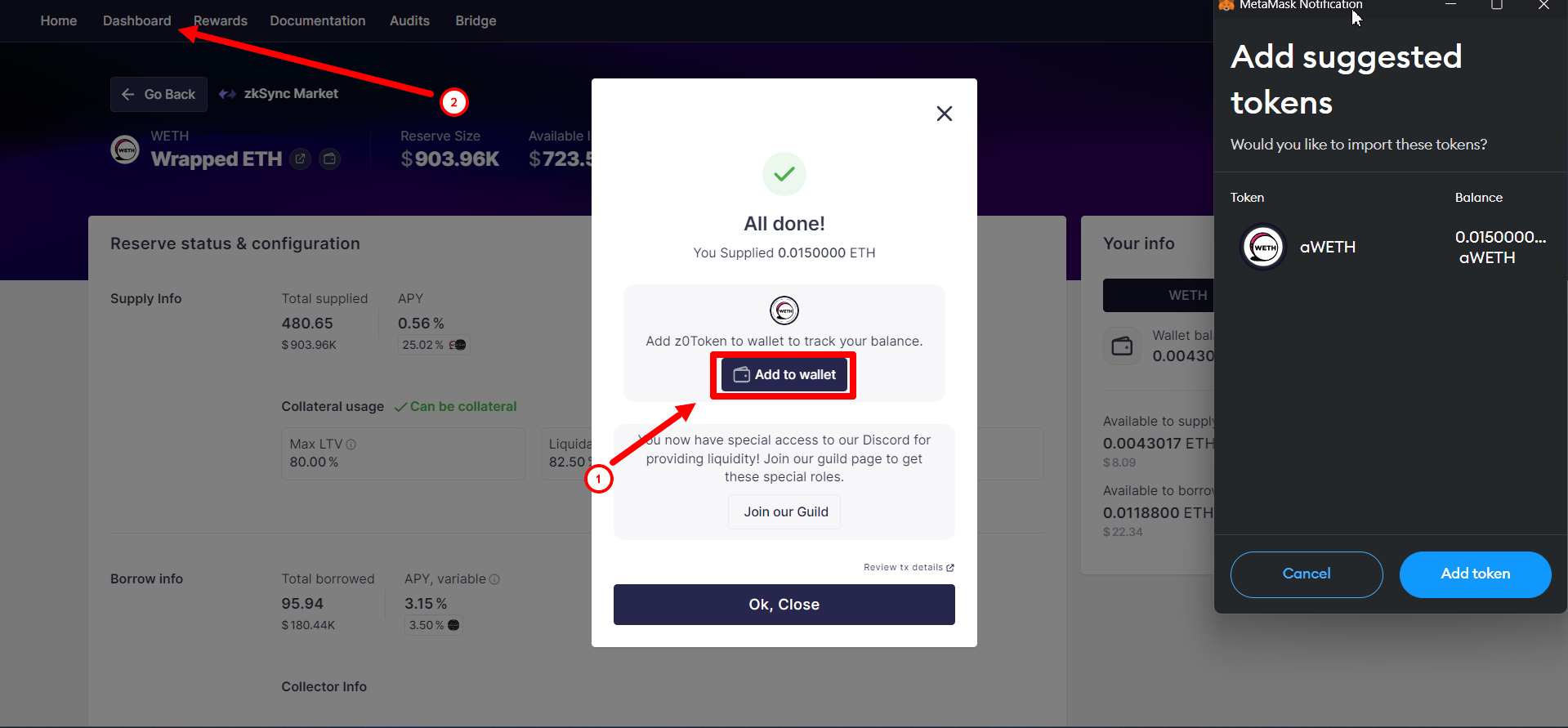 ADD TOKEN -> DASHBOARD