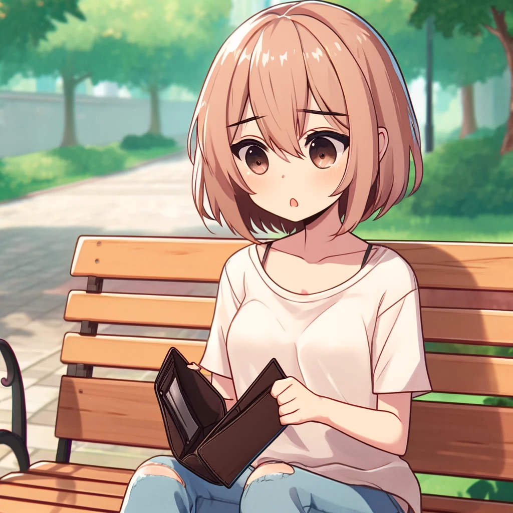 Anime Girl With Their Wallet Empty [DALLE]