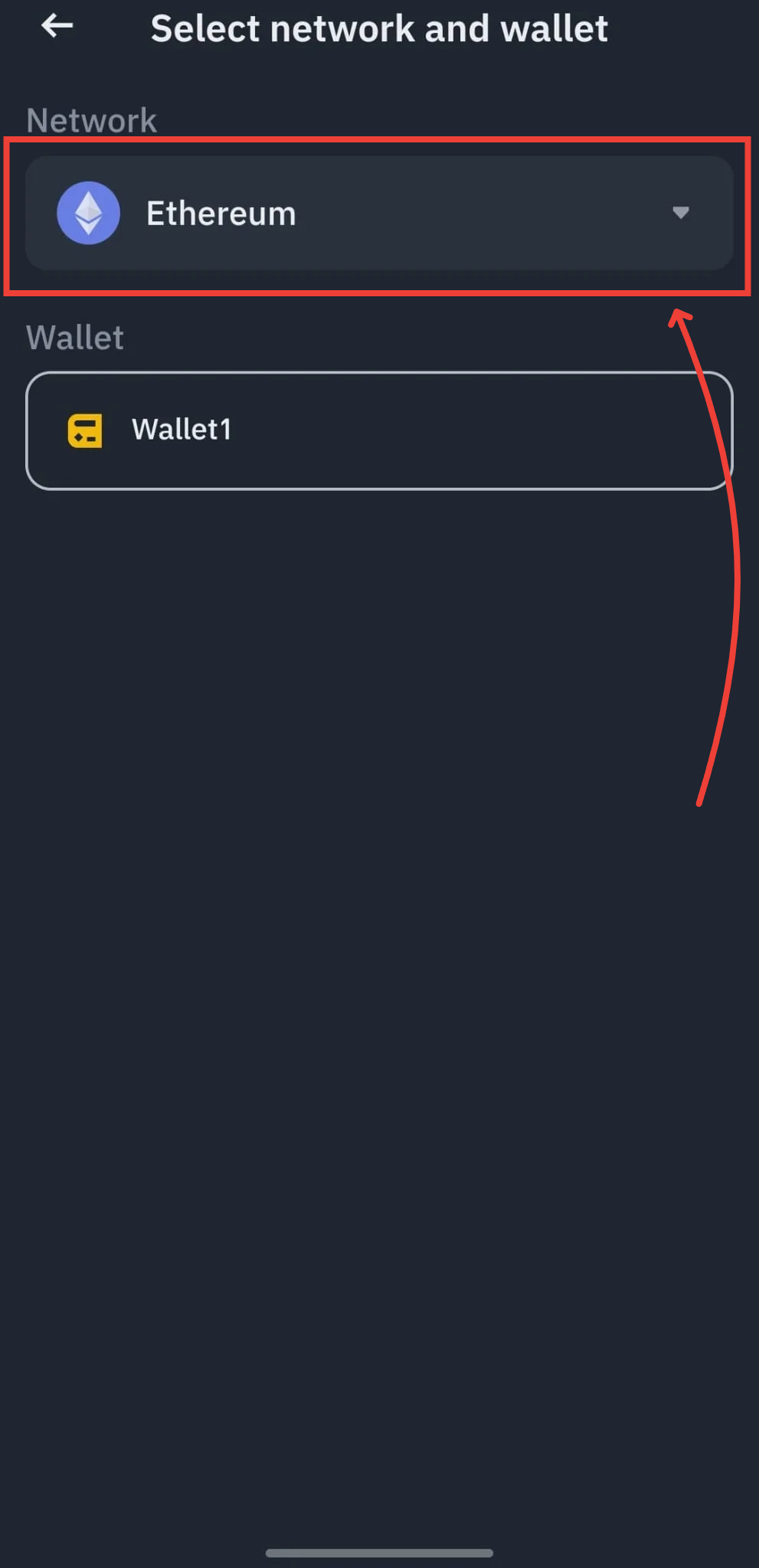 Switch your network from BnB to the Ethereum Mainnet