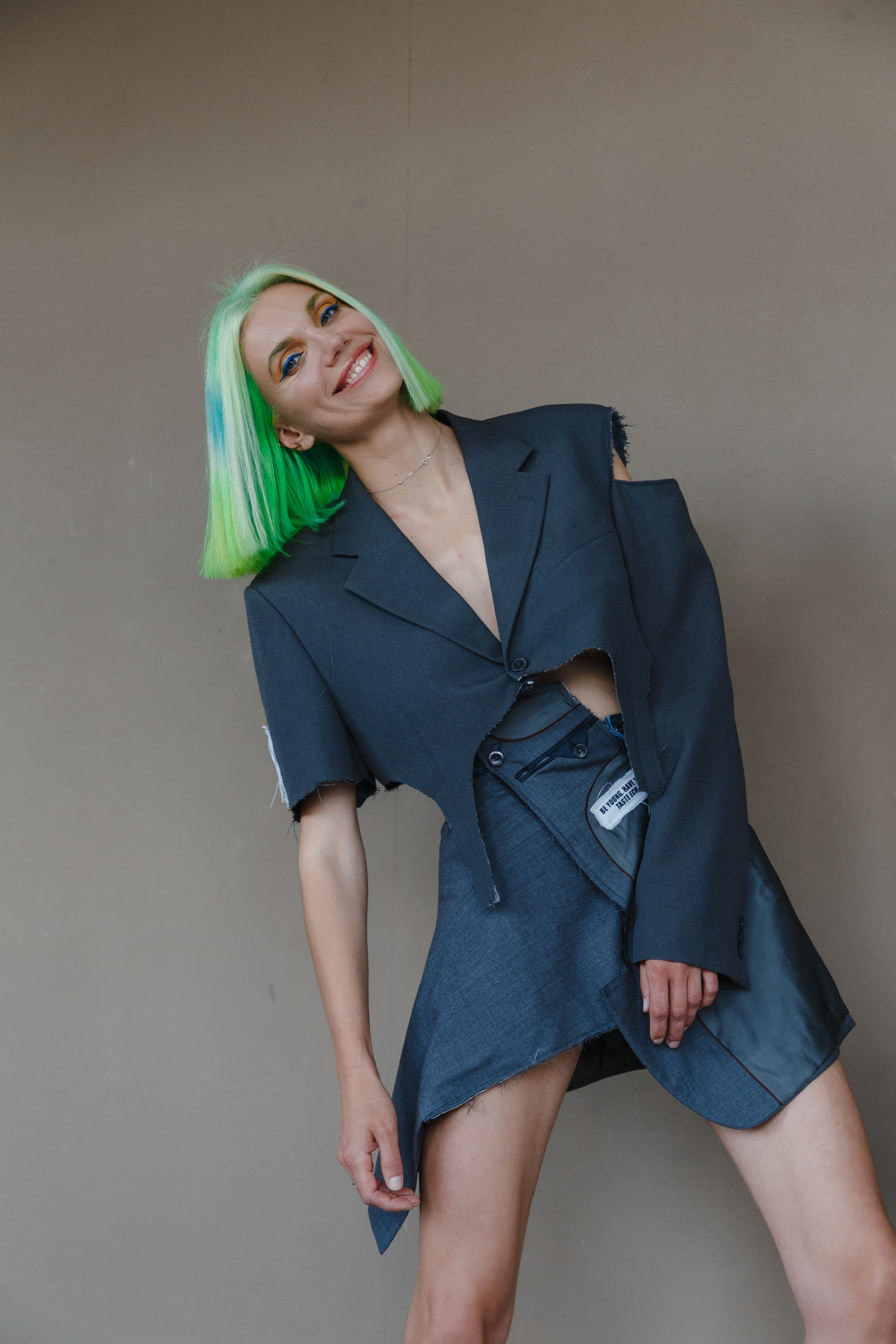 Co-Founder Olska Green wearing a piece from the "Recycle Your Life" collection