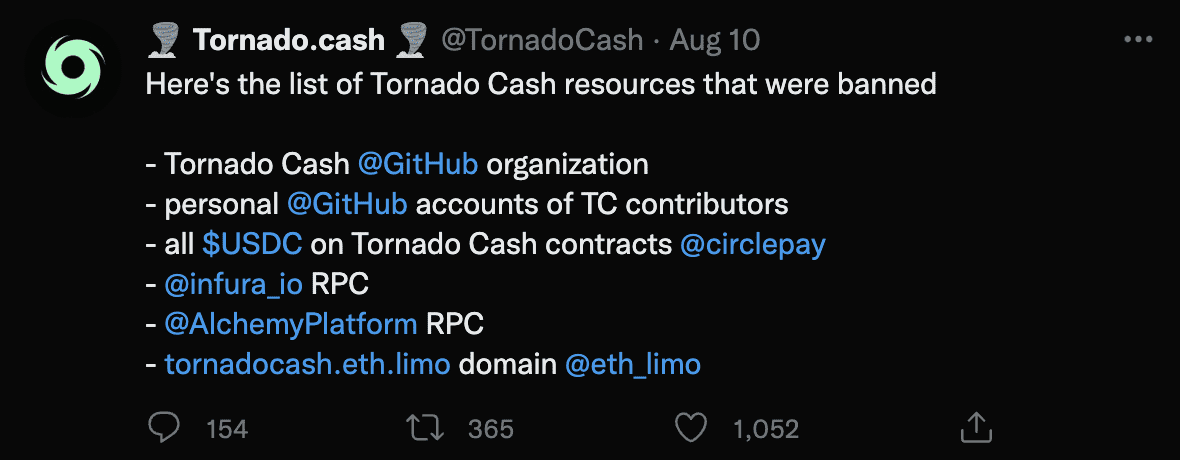 Tornado Cash's Twitter