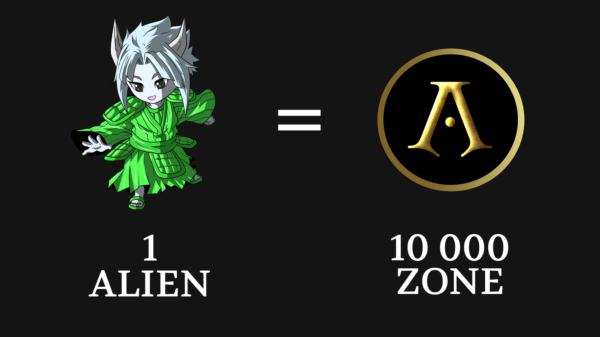 10 000 ZONE can be exchanged for 1 ALIEN