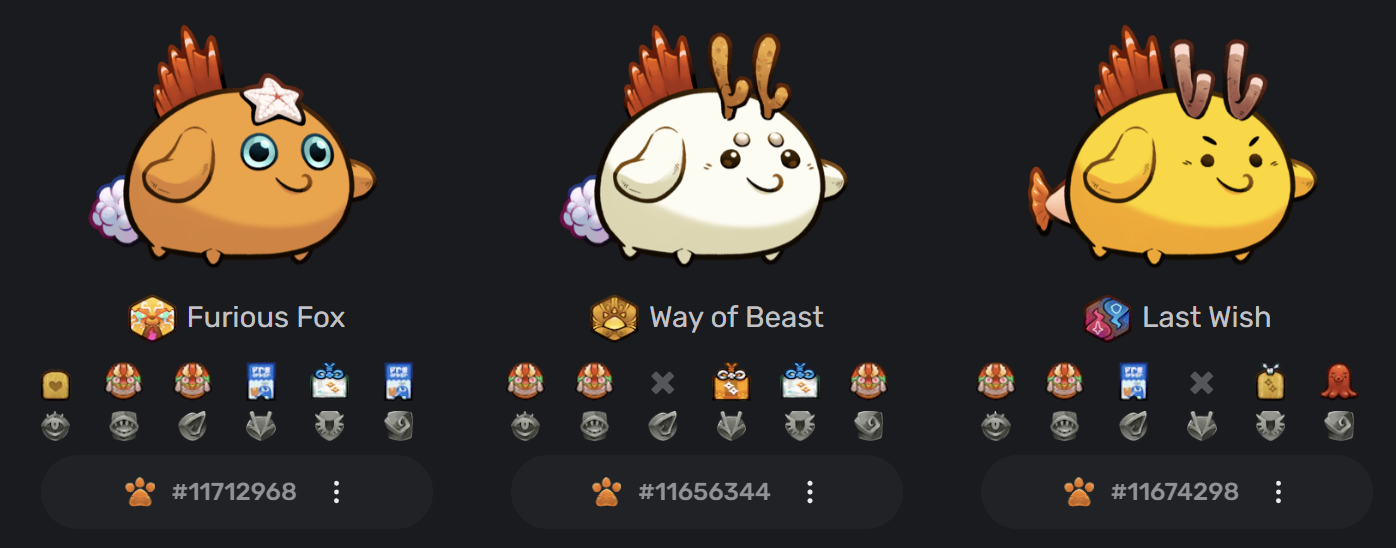 Example of Perch team (screenshot from axies.io)