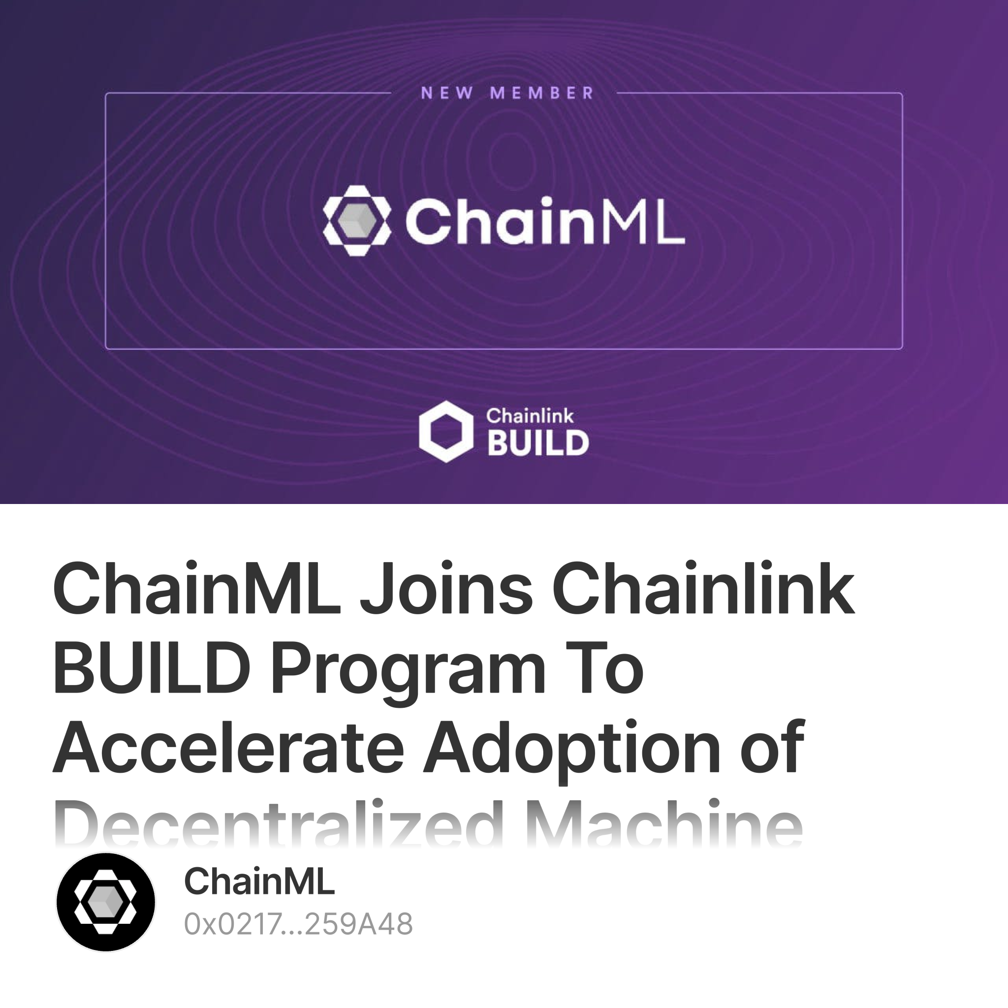ChainML Joins Chainlink BUILD Program To Accelerate Adoption of … — ChainML