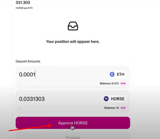 Enter a very small amount of ETH.