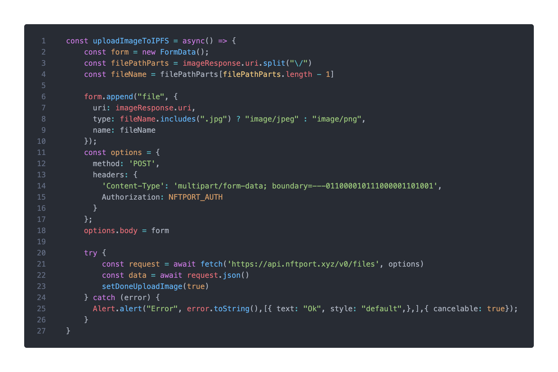 Uploading an Image to IPFS using NFTPort