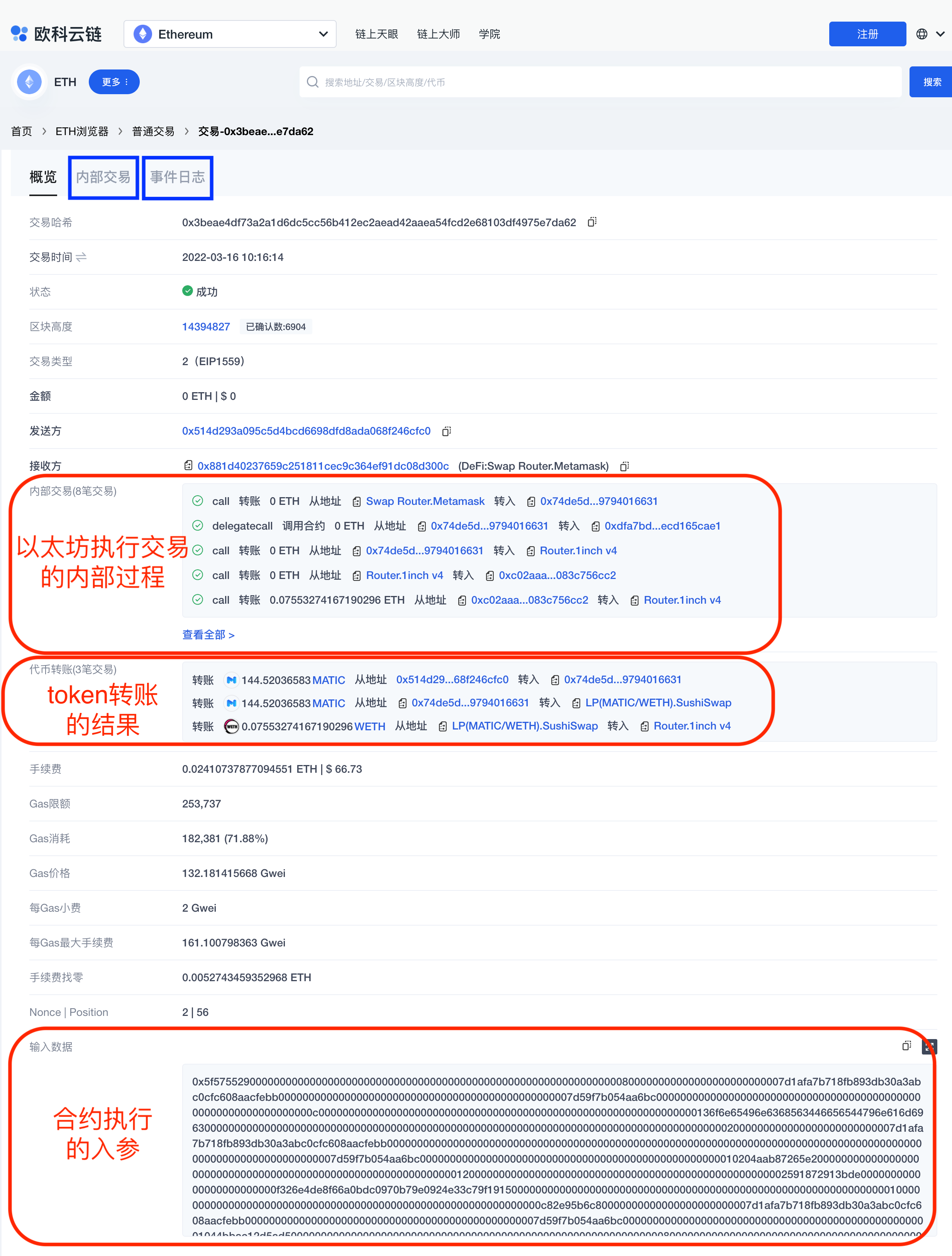 图 2：0x513d 和 Metamask Router 合约交易概览页  