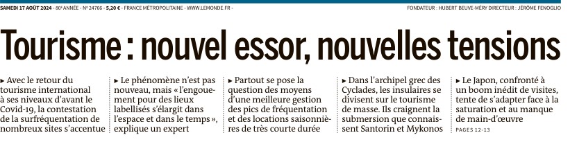 Journal Le Monde aout 2024