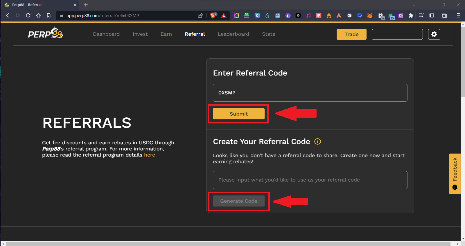 Join Perp88 & Create Referral Link