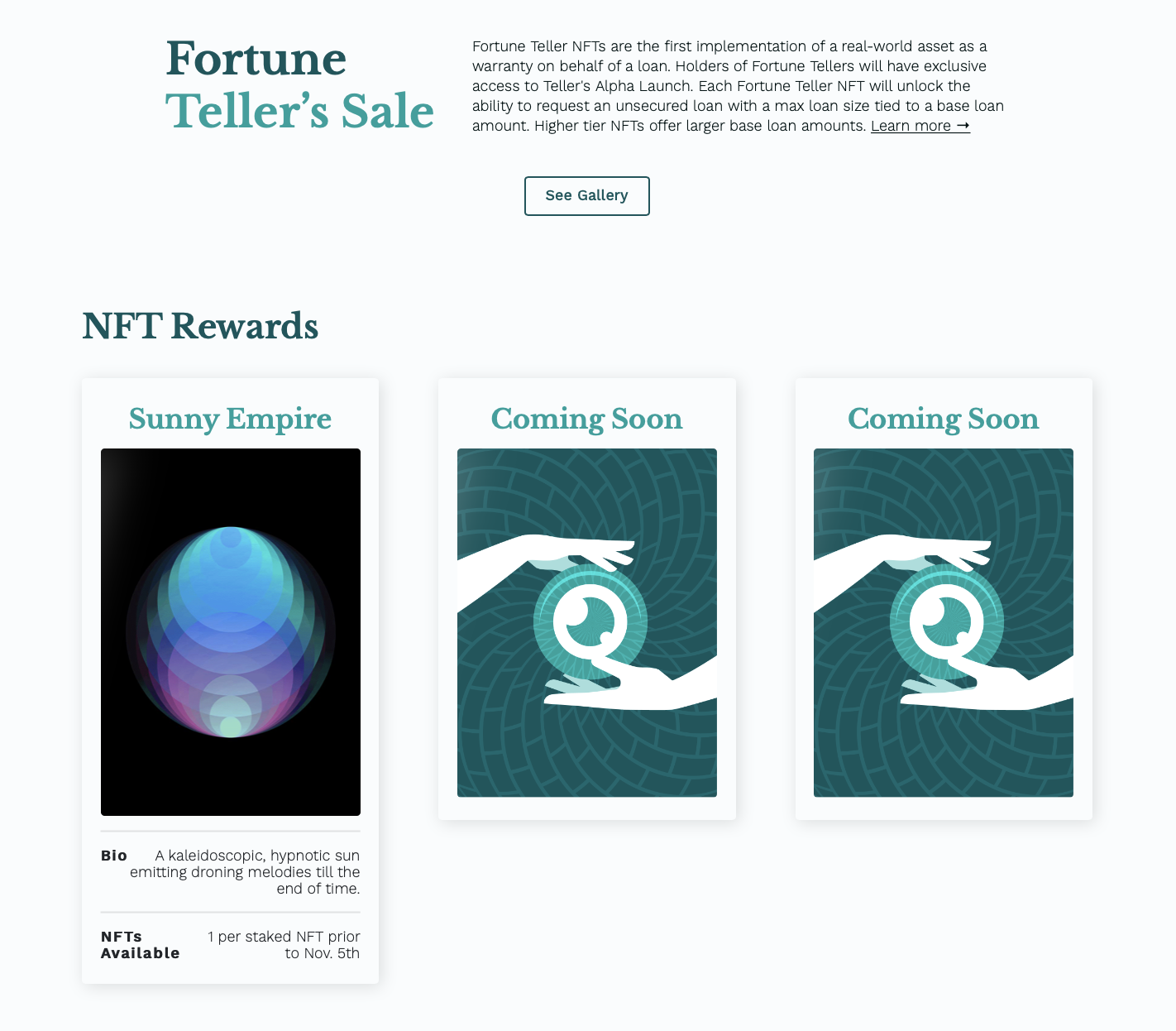 Teller’s innovative Fortune Teller program using NFTs as lending collateral.