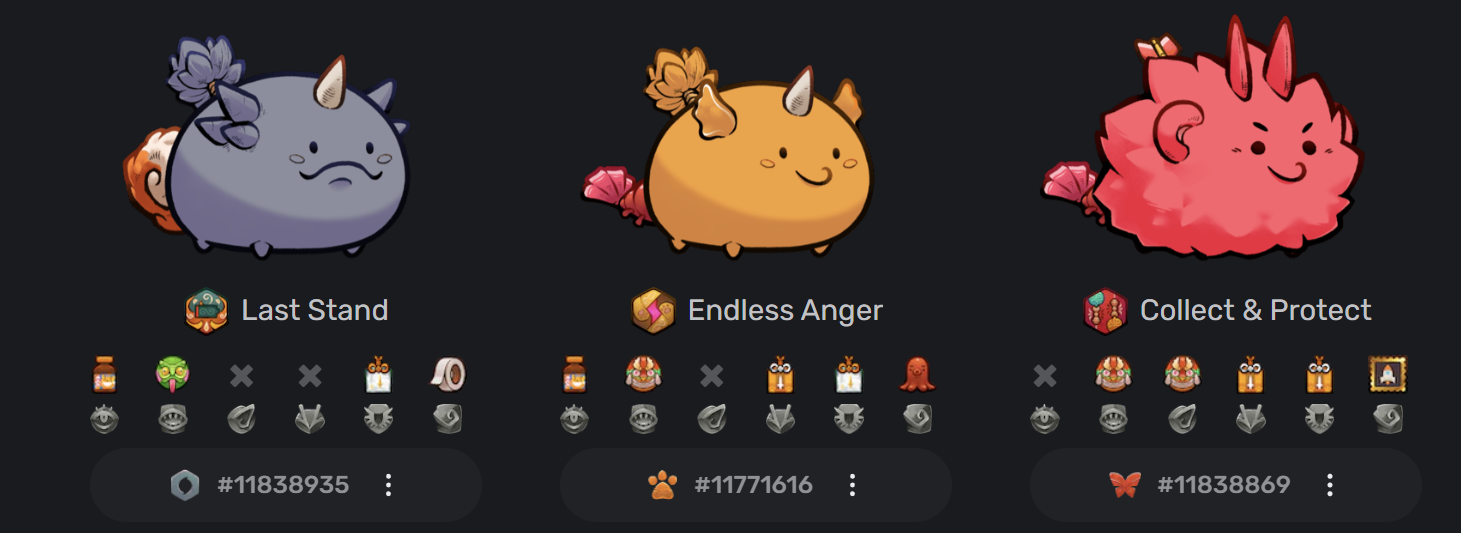 Example of Fury Beast Aggro team (screenshot from axies.io)