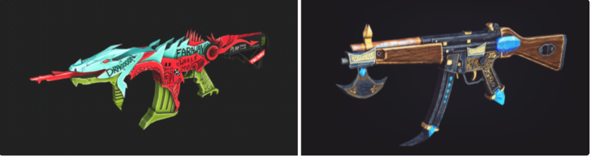 Examples of Weapon Skins that will be available as NFTs